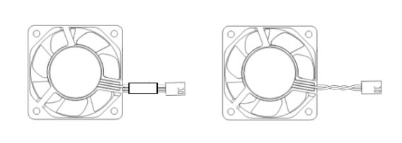 cooling fan harness customization with heat shrink tube and twist wire example