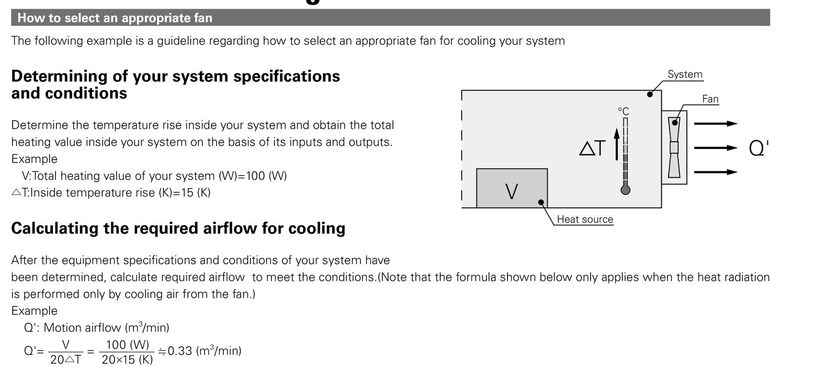 how to calculate airflow to select fans